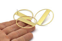 Brass Round Earring, 2 Raw Brass Round Stud Earrings (43x0.90mm) M657 A2159