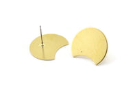 Brass Moon Earring, 8 Raw Brass Crescent Moon Stud Earrings (20x15x0.70mm) M803 A2153