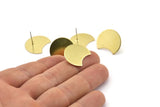Brass Moon Earring, 8 Raw Brass Crescent Moon Stud Earrings (20x15x0.70mm) M803 A2153