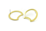 Brass Moon Earring, 6 Raw Brass Crescent Moon Stud Earrings (35x28x0.80mm) M114 A2154