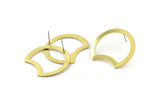 Brass Moon Earring, 6 Raw Brass Crescent Moon Stud Earrings (35x28x0.80mm) M114 A2154