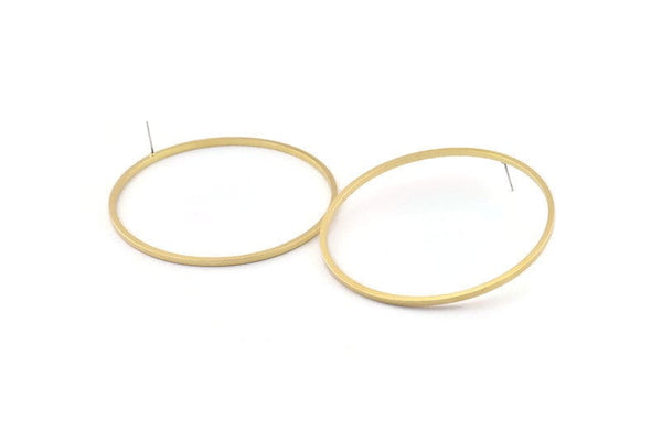 Pirinç Daire Küpe, 4 Ham Pirinç Daire Küpe (70x2x2mm) D1516 A2158