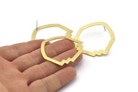 Brass Mushroom Earring, 4 Textured Raw Brass Mushroom Stud Earrings (40x40x0.80mm) M133 A2155