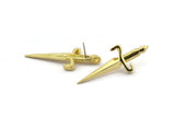 Brass Knight&#39;s Sword Earring, 2 Raw Brass Knight&#39;s Sword Stud Earrings 1 Hole (50x19mm) N0225 A2165