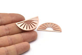 Copper Sun Blank, 6 Raw Copper Semi Circle Blanks (36x17x0.6mm) M02077