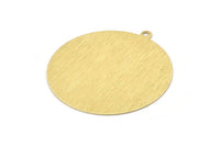 Brass Circle Charm, 4 Textured Raw Brass Circle Charms With 1 Loop, Pendants, Earrings, Findings (41x38x0.6mm) M02052