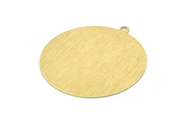 Brass Circle Charm, 4 Textured Raw Brass Circle Charms With 1 Loop, Pendants, Earrings, Findings (41x38x0.6mm) M02052