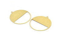 Brass Circle Charm, 4 Textured Raw Brass Circle Charms With 1 Loop, Pendants, Earrings, Findings (41x38x0.6mm) M02056
