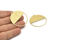 Brass Circle Charm, 4 Textured Raw Brass Circle Charms With 1 Loop, Pendants, Earrings, Findings (41x38x0.6mm) M02056