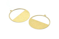 Brass Circle Charm, 4 Textured Raw Brass Circle Charms With 1 Loop, Pendants, Earrings, Findings (41x38x0.6mm) M02065