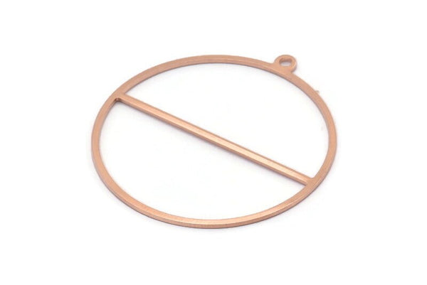 Copper Circle Charm, 4 Raw Copper Circle Charms With 1 Loop, Pendants, Earrings, Findings (41x38x0.6mm) M02078