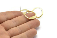 Brass Round Earring, 8 Raw Brass Round Stud Earrings With 1 Hole (21x23x0.90mm) M989 A2329