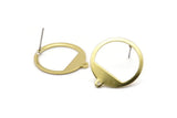 Brass Round Earring, 8 Raw Brass Round Stud Earrings (21x23x0.90mm) M989 A2329