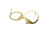 Brass Round Earring, 8 Raw Brass Round Stud Earrings With 1 Hole (21x23x0.90mm) M989 A2329