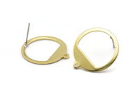 Brass Round Earring, 8 Raw Brass Round Stud Earrings With 1 Hole (21x23x0.90mm) M989 A2329