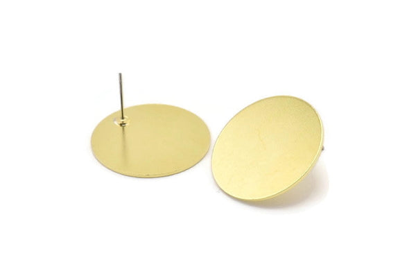Brass Round Earring, 6 Raw Brass Round Stud Earring (25x0.80mm) M473 A2323