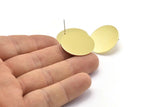 Brass Round Earring, 6 Raw Brass Round Stud Earring (25x0.80mm) M473 A2323