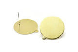 Brass Round Earring, 4 Raw Brass Round Stud Earrings With 1 Loop (21x23x0.90mm) M970 A2060