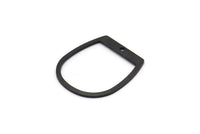 Black D Shaped Charm, 20 Oxidized Black Brass D Shaped Charms With 1 Hole, D Shape Rings (25x22x0.80mm) M451 S1183