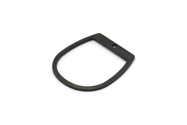 Black D Shaped Charm, 20 Oxidized Black Brass D Shaped Charms With 1 Hole, D Shape Rings (25x22x0.80mm) M451 S1183