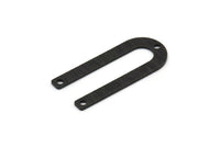 Black U Shaped Charm, 12 Textured Oxidized Black Brass U Shaped Charms With 3 Holes, Connectors, Blanks (30x13x0.80mm) M259 S1214