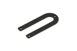 Black U Shaped Charm, 12 Textured Oxidized Black Brass U Shaped Charms With 3 Holes, Connectors, Blanks (30x13x0.80mm) M259 S1214
