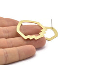 Brass Mushroom Earring, 6 Textured Raw Brass Mushroom Stud Earrings (33x33x0.80mm) M135 A2349