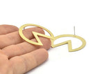 Brass Geometric Earring, 6 Raw Brass Pizza Slice Stud Earrings (37x34x0.80mm) M387 A2345