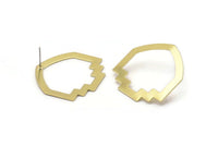 Brass Mushroom Earring, 6 Raw Brass Mushroom Stud Earrings (33x33x0.80mm) M134 A2350