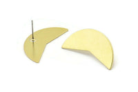 Brass Moon Earring, 8 Raw Brass Moon Stud Earrings (31x11x0.80mm) M191 A2335