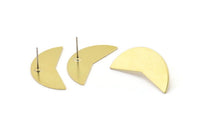 Brass Moon Earring, 8 Raw Brass Moon Stud Earrings (31x11x0.80mm) M191 A2335