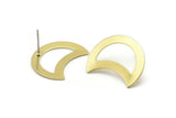 Brass Moon Earring, 6 Raw Brass Moon Stud Earrings (25x15x0.70mm) M768 A2333