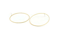 Brass Circle Earring, 6 Raw Brass Circle Stud Earrings (75x1x1mm) BS 1102 A1756