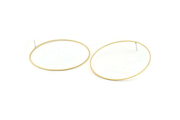 Brass Circle Earring, 6 Raw Brass Circle Stud Earrings (75x1x1mm) BS 1102 A1756
