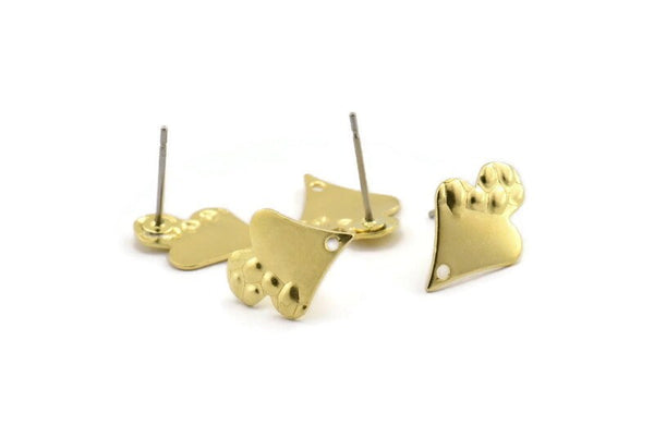 Brass Mushroom Earring, 12 Raw Brass Mushroom Stud Earrings With 1 Hole (16x11x0.60mm) D1068 A2178
