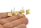 Brass Mushroom Earring, 12 Raw Brass Mushroom Stud Earrings With 1 Hole (16x11x0.60mm) D1068 A2178