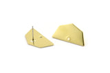 Brass Geometric Earring, 8 Raw Brass Five Edged Geometric Stud Earrings With 1 Hole (25x13x0.80mm) E591 A2174