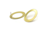 Brass Oval Earring, 8 Raw Brass Oval Stud Earrings (32x23mm) D0205 A2173