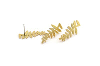 Brass Leaf Earring, 8 Raw Brass Leaf Stud Earrings  (28x11x0.80mm) D1232 A1800