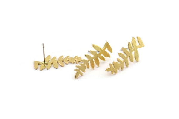 Pirinç Yaprak Küpe, 8 Ham Pirinç Yaprak Küpe (25x11x0,80 mm) D1232 A1800