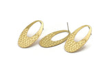 Brass Oval Earring, 6 Raw Brass Oval Stud Earrings (35x20x0.70mm) D1179 A2193