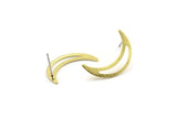 Brass Moon Earring, 10 Textured Raw Brass Crescent Moon Stud Earrings (22x5x0.80mm) M01200 A2168