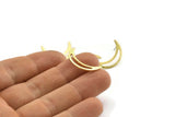 Brass Moon Earring, 10 Textured Raw Brass Crescent Moon Stud Earrings (22x5x0.80mm) M01200 A2168