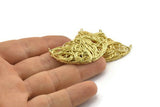 Brass Wire Charm, 2 Raw Brass Wire Pendants With 2 Loops, Findings (46x23mm) D1321 A2167