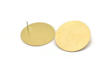 Brass Round Earring, 2 Raw Brass Round Stud Earrings (40mm) D1078 A2213