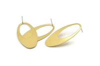 Brass Oval Earring, 4 Raw Brass Oval Stud Earrings (49x24x0.70mm) D0813 A2204