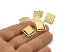Brass Square Earring, 10 Raw Brass Square Stud Earrings (14x0.80mm) D0830 A2188