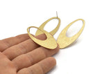 Brass Ellipse Earring, 4 Raw Brass Textured Ellipse Stud Earrings (49x24x0.70mm) D0814 A2199