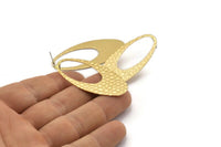 Brass Ellipse Earring, 4 Raw Brass Hammered Ellipse Stud Earrings (49x24x0.60mm) D0812 A2218
