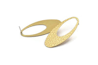 Brass Ellipse Earring, 4 Raw Brass Hammered Ellipse Stud Earrings (49x24x0.60mm) D0812 A2218